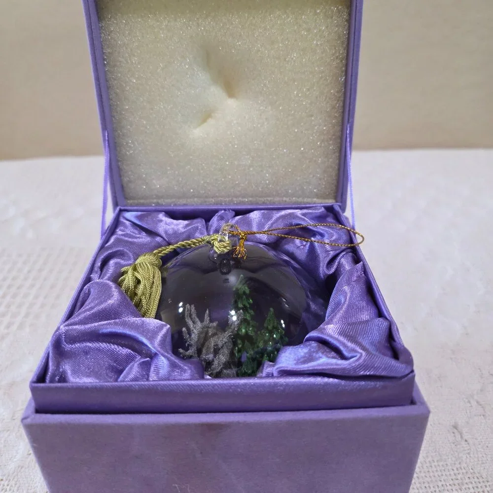 The Memory Globe Ornament ELK IN THE WOODS Christmas Holiday Boxed Flavia Milano